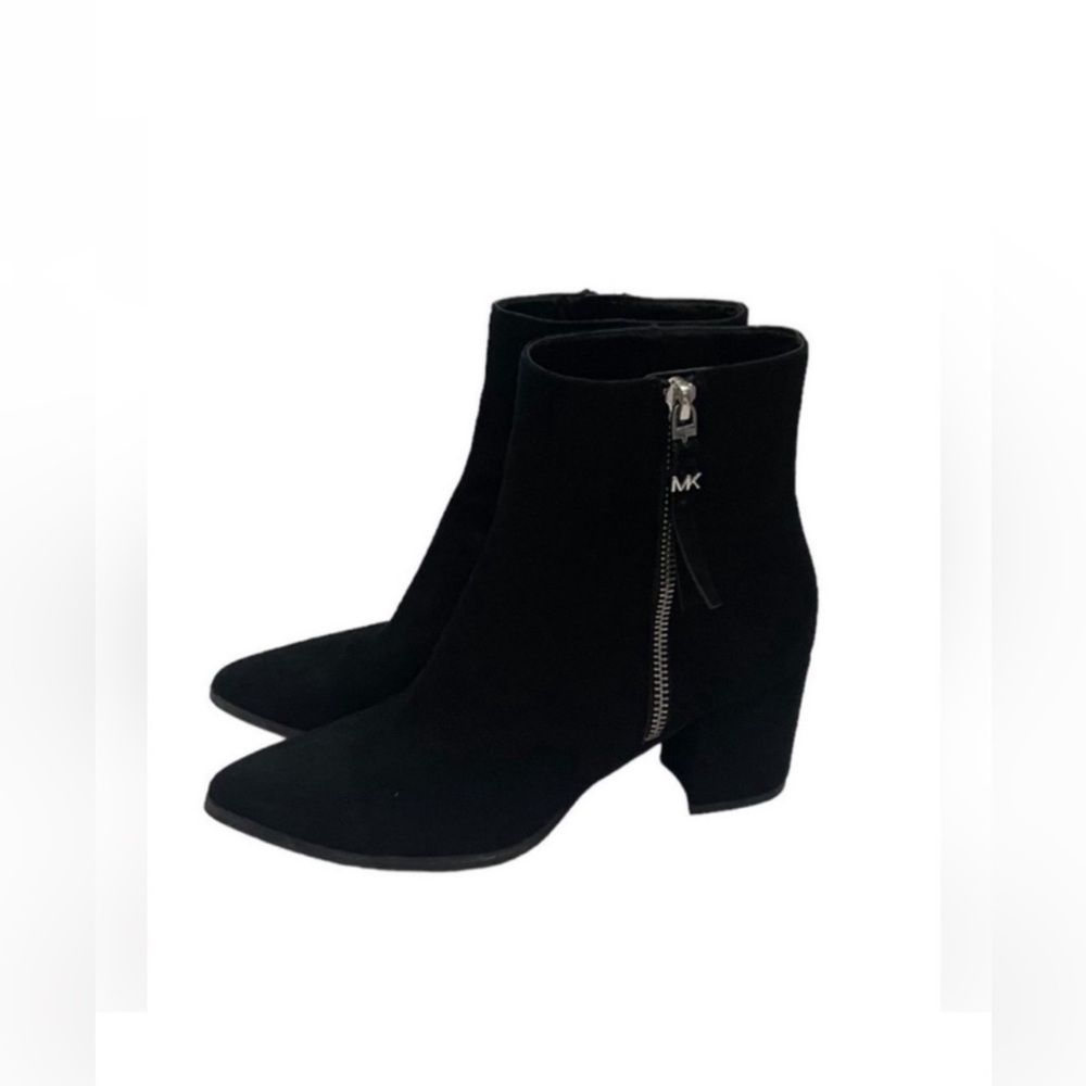 Micheal Kors Dawson black suede block heel pointed toe ankle boots size 6 1/2